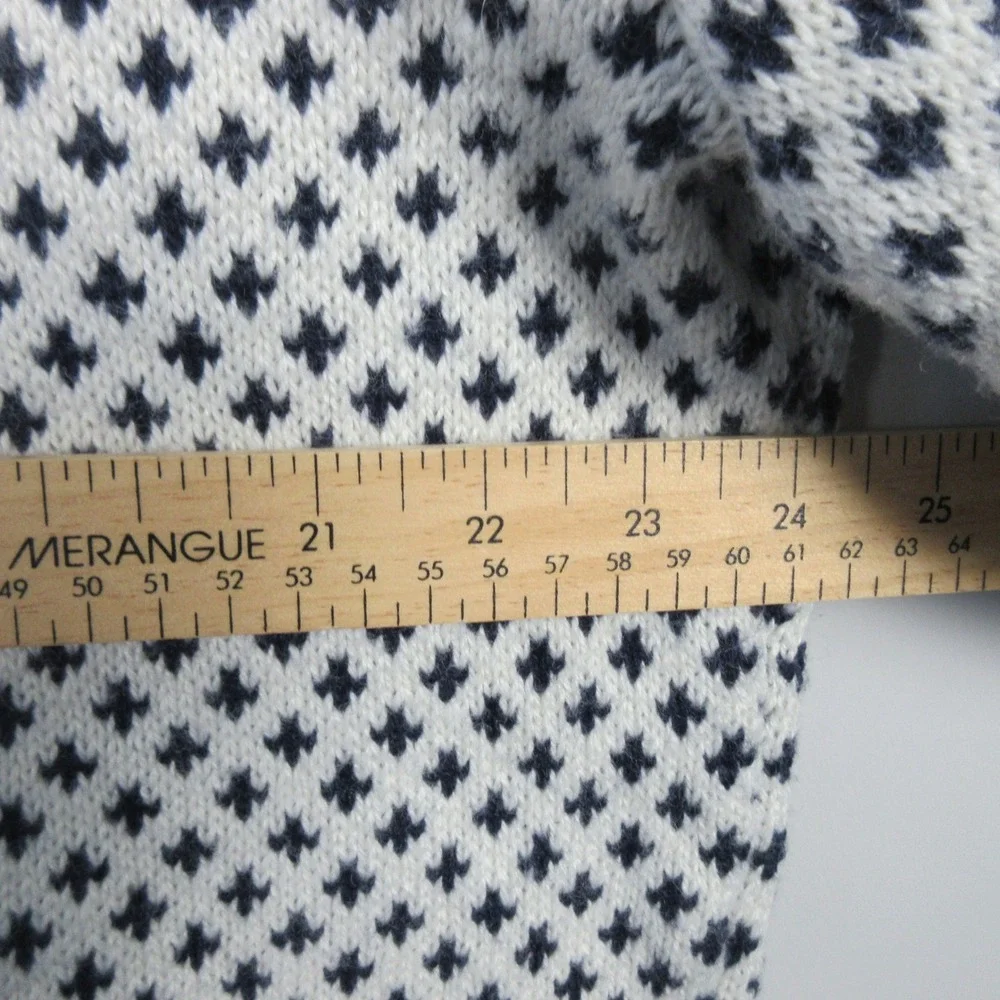 Long Wharf Supply Co Mens XL 1/4 Zip Sweater Fair Isle White Navy Nautical - Picture 13 of 15